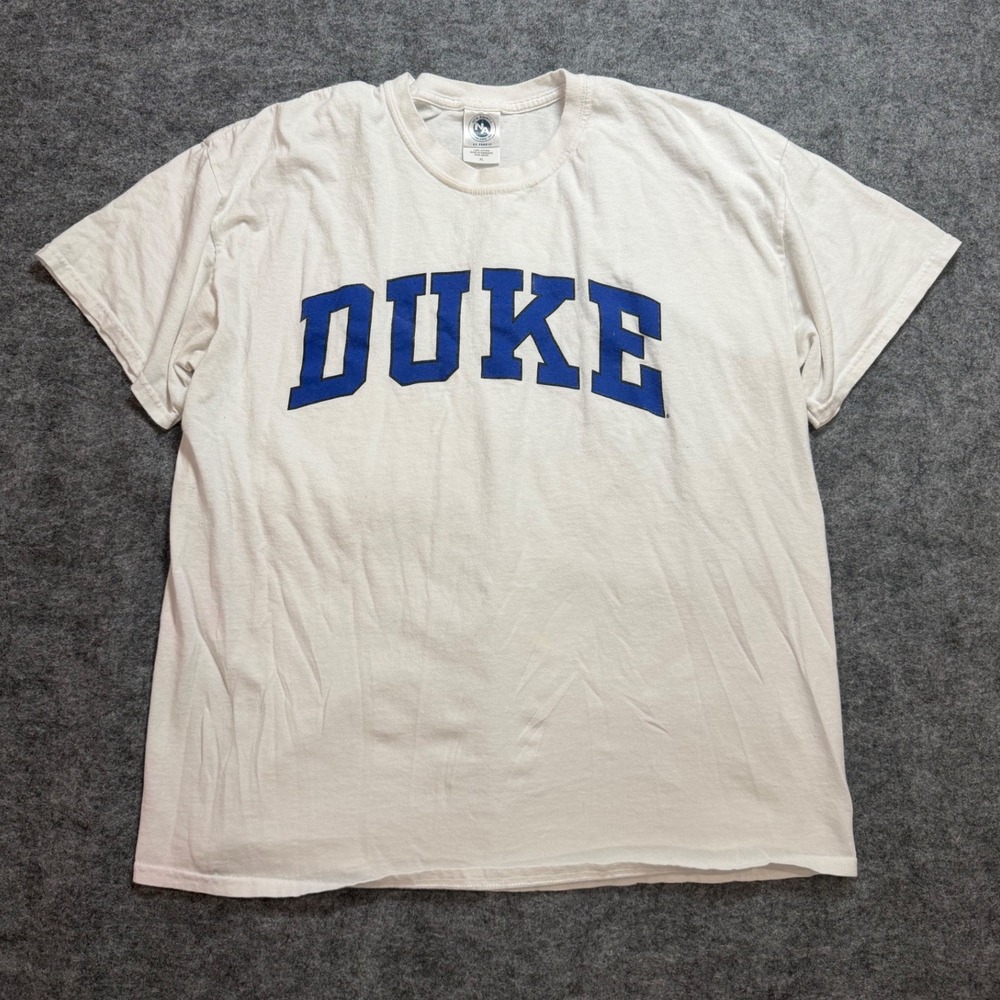 Y2K New Agenda Duke University Blue Devils T-Shirt Mens XL White Cotton Graphic